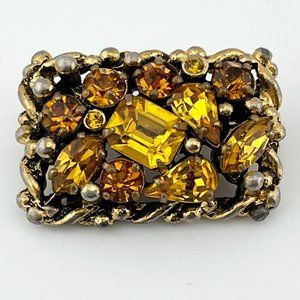 Estate Barclay Brown Rhinestone Pin Brooch